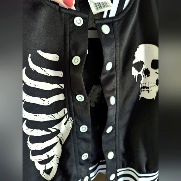 👻 Scare Squad Creepy Cheerleader With Varsity Jacket Halloween Costume 8/10 - Picture 6 of 11